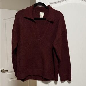 H&M Deep Red V-Neck Sweater